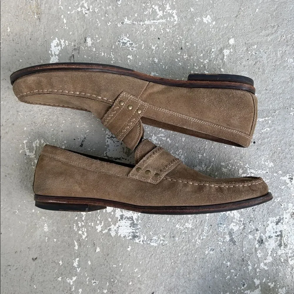 John Varvatos sandstone suede slip ons